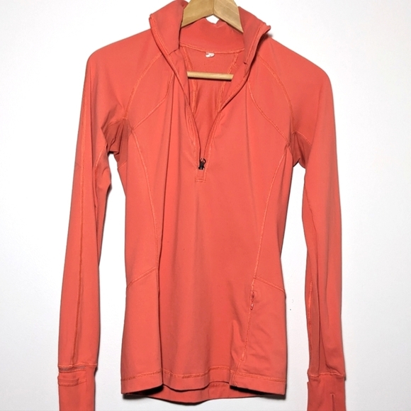 Lululemon Race With Grace 1/2 Zip II Top Jacket Atomic Red Coral Orange Size 4 - Picture 2 of 15